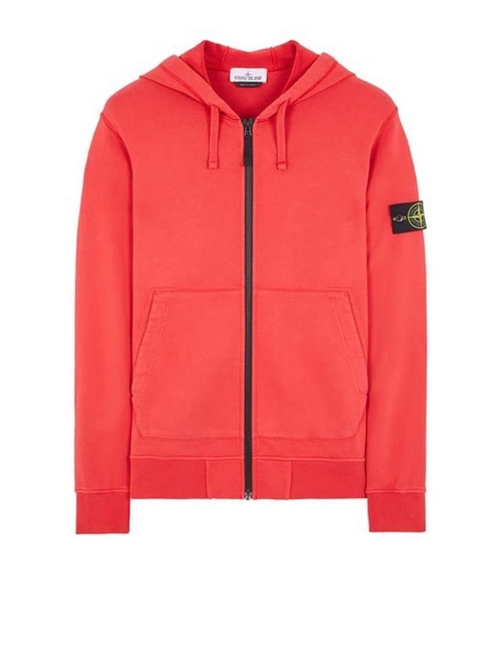 Stone Island Coral Red Zip-Up Hoodie